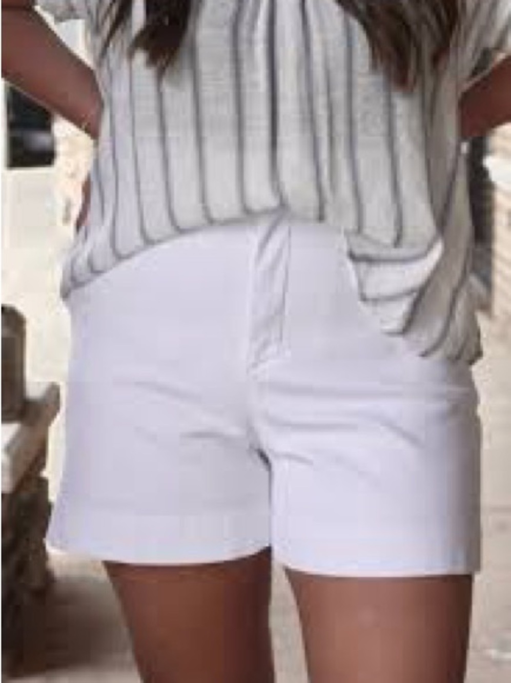 Spanx stretch twill  White High-Rise shorts